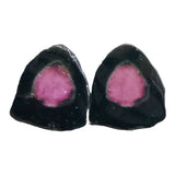 22x24mm Rare Watermelon Tourmaline Rough Slices,OOAK Matched Pair