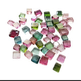 3-4mm Multi Tourmaline Plain Square Cabochons, Natural Square Flat back