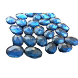 13-16mm Hydro Quartz Rose Cut Flat Cabochons, Lab Created London Blue Topaz