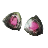 25x27mm Rare Watermelon Tourmaline Rough Slices, 2Pcs OOAK Matched Pair