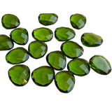 16-17mm Peridot Colored Quartz Rose Cut Flat Back Cabochons, Peridot Hydro