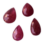 8x13.5mm to10.5x14mm Ruby Glass Filled Cabochons, Faceted Pear Ruby Flat Back Cabochons (A To E)