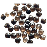 8-10mm Smoky Quartz Square Cushion Cut Gems, Rose Cut Both Side Faceted, 10 Pcs