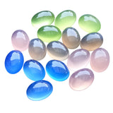10x14mm Oval Chalcedony Cabochons, Multi Color Plain Oval Chalcedony