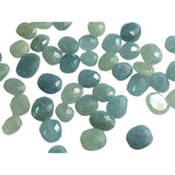 11-14mm Aquamarine Rose Cut Cabochons, Natural Aquamarine Flat Back Cabochons