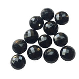 10mm Black Onyx Rose Cut Round Cabochon, Black Onyx Faceted Flat Back Gemstones