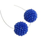 19mm Blue Glass Beads Round Balls, 2 Pcs Matched Pair Earrings, Fancy Blue Beads