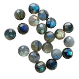 10mm Labradorite Rose Cut Round Flat Back Cabochons, Faceted Round Cabs