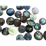 13-15mm Labradorite Rose Cut Round Cabochons, Labradorite Flat Back, 5 Pcs