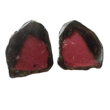 13x15.5mm Rare Watermelon Tourmaline Rough Slices, 13x15.5mm OOAK Matched Pair