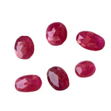 6.5x7.9mm-8.5x10.7mm Ruby Glass Filled Faceted Oval Cabochons, Ruby Flat Back