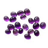 6x8mm - 8x10mm Amethyst Oval Plain Cabochons, Amethyst Oval Flat Back 5 Pieces