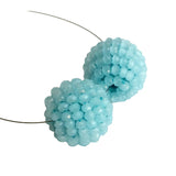 19mm Aqua Glass Beads Round Balls, 2 Pcs Matched Pair Earrings, Fancy Blue Beads