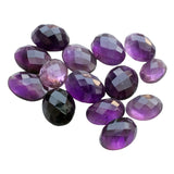 12x15mm-13x17.5mm Amethyst Faceted Cabochon, Oval Checker Cut Amethyst