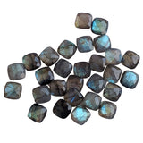 10mm Labradorite Cushion Cut Stones, Natural Labradorite Both Side Faceted