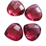 10mm Ruby Pink Colored Quartz, Faceted Ruby Pink Hydro Quartz Heart Shaped