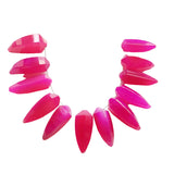 15-20 mm Hot Pink Chalcedony Horn Beads, Pink Chalcedony Faceted Bead