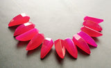 15-20 mm Hot Pink Chalcedony Horn Beads, Pink Chalcedony Faceted Bead