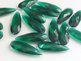 10x28mm-11x31mm Emerald Green Colored Glass Fancy Stones, Faceted Long Drops