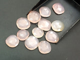 15-22mm Rose Pink Chalcedony Faceted Cabochon Pink Chalcedony Rose Cut Flat Back