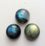 10-11mm Labradorite Plain Round Cabochons, 5 Pieces Flat Back Loose Labradorite Cabochons Blue Fire Stone For Jewelry - KRS193