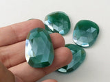 20-28mm Green Onyx Coated Rose Cut Cabochons, Loose Coated Green Onyx Flat Back Cabochons For Ring - KRS195Z