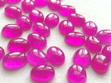 7x9mm Hot Pink Chalcedony Plain Oval Cabochons, 15 Pcs Loose Pink Chalcedony