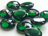 18mm Green Hydro Quartz Rose Cut Cabochons, 5 Pcs Heart Shape Flat Back Emerald