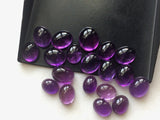 6x8mm - 8x10mm Amethyst Oval Plain Cabochons, Amethyst Oval Flat Back 5 Pieces