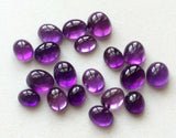 6x8mm - 8x10mm Amethyst Oval Plain Cabochons, Amethyst Oval Flat Back 5 Pieces