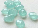 10x14mm Aqua Chalcedony Faceted Oval Stones, 4Pcs Loose Aqua Chalcedony Double Side Cut Gems For Jewelry - KRS261Z