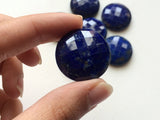 25mm Huge Lapis Lazuli Checker Cut Cabochons, 1 Pc Loose Lapis Lazuli Faceted Flat Back Cabochons For Jewelry - KRS266Z