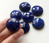 25mm Huge Lapis Lazuli Checker Cut Cabochons, 1 Pc Loose Lapis Lazuli Faceted Flat Back Cabochons For Jewelry - KRS266Z