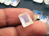 7x9mm Rainbow Moonstone Faceted Emerald Cut, Loose Rainbow Moonstone Gemstones