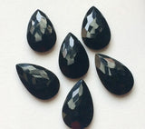 18x30mm Black Chalcedony Faceted Pear Cabochons, 3 Pcs Loose Flat Back Black Pear Gems Chalcedony Stones For Jewelry - GS3149Z