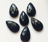 18x30mm Black Chalcedony Faceted Pear Cabochons, 3 Pcs Loose Flat Back Black Pear Gems Chalcedony Stones For Jewelry - GS3149Z