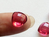 10mm Ruby Pink Colored Quartz, Faceted Ruby Pink Hydro Quartz Heart Shaped
