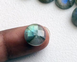 11-12mm Labradorite Rose Cut Round Cabochons Labradorite Faceted Flat Back Gems
