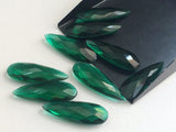 10x28mm-11x31mm Emerald Green Colored Glass Fancy Stones, Faceted Long Drops