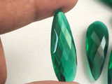 10x28mm-11x31mm Emerald Green Colored Glass Fancy Stones, Faceted Long Drops