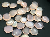15-22mm Rose Pink Chalcedony Faceted Cabochon Pink Chalcedony Rose Cut Flat Back