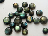 13-14mm Labradorite Plain Round Cabochons, 5 Pieces Flat Back Loose Labradorite Blue Fire Stone Cabochons For Jewelry - PSG401