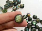 10-11mm Labradorite Plain Round Cabochons, 5 Pieces Flat Back Loose Labradorite Cabochons Blue Fire Stone For Jewelry - KRS193