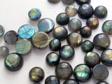 13-14mm Labradorite Plain Round Cabochons, 5 Pieces Flat Back Loose Labradorite Blue Fire Stone Cabochons For Jewelry - PSG401