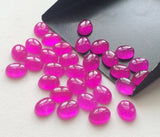 7x9mm Hot Pink Chalcedony Plain Oval Cabochons, 15 Pcs Loose Pink Chalcedony