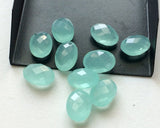 10x14mm Aqua Chalcedony Faceted Oval Stones, 4Pcs Loose Aqua Chalcedony Double Side Cut Gems For Jewelry - KRS261Z