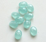 10x14mm Aqua Chalcedony Faceted Oval Stones, 4Pcs Loose Aqua Chalcedony Double Side Cut Gems For Jewelry - KRS261Z