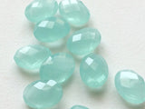 10x14mm Aqua Chalcedony Faceted Oval Stones, 4Pcs Loose Aqua Chalcedony Double Side Cut Gems For Jewelry - KRS261Z