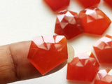 14-16mm Orange Chalcedony Rose Cut Cabochons, Orange Fancy Shape Flat Back