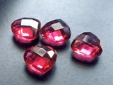 10mm Ruby Pink Colored Quartz, Faceted Ruby Pink Hydro Quartz Heart Shaped